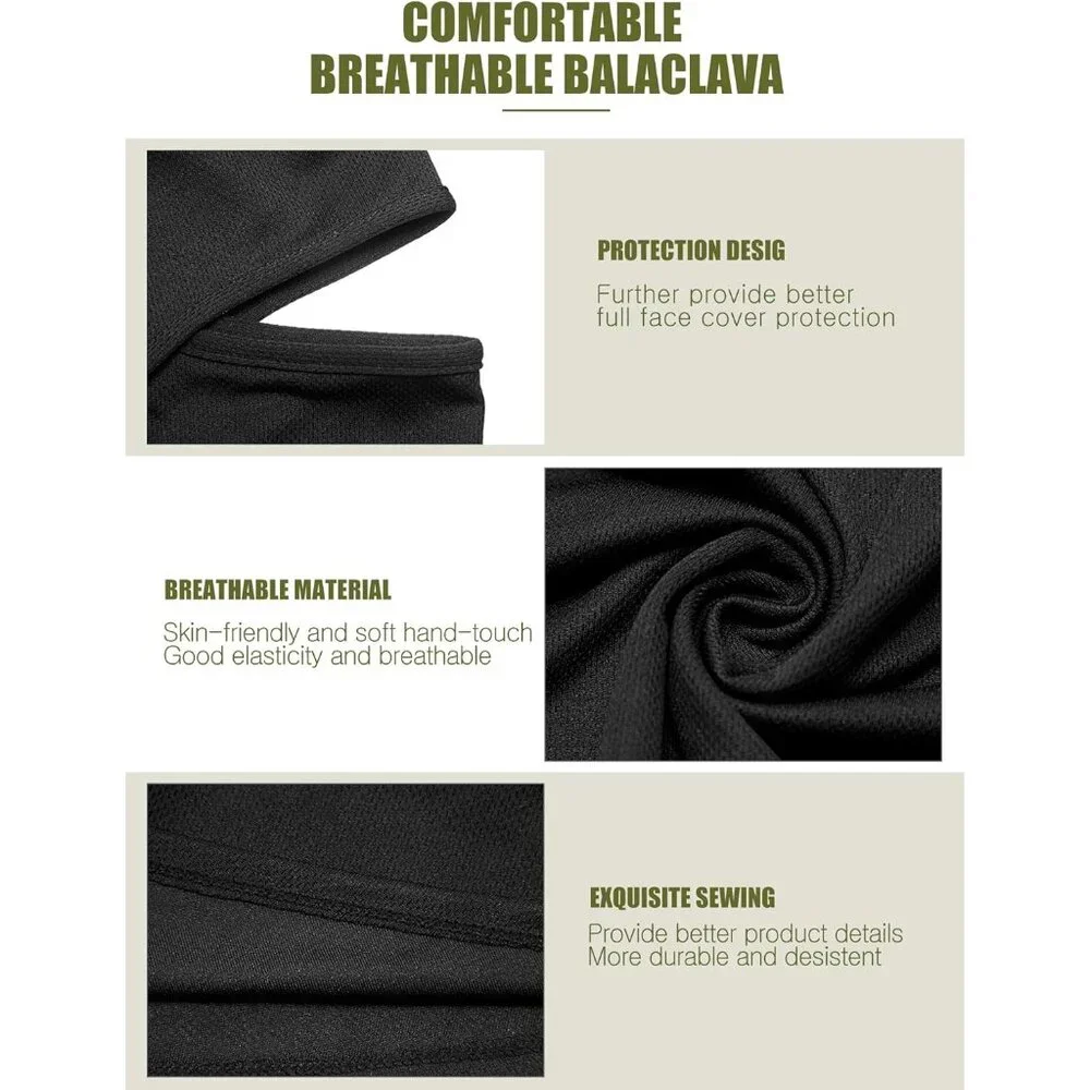 3 Pack Balaclava Face Cover Sun Protection Men Women Lightweight Polyester